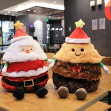 创意新品圣诞玩偶三重礼 帽子可拆卸圣诞老人姜饼人音乐发光公仔
