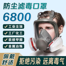 6800防毒面具大面罩大视野消防喷漆打农药化工防尘毒口罩批发