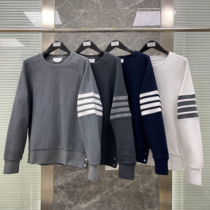 品牌工厂直营tb华夫格卫衣高版本经典四道杠男女情侣休闲圆领长袖