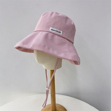 纯色帽子日系渔夫帽大帽檐防嗮帽条纹沙滩帽子女简单遮阳帽休闲帽