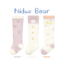尼多熊2024婴儿长筒袜夏季棉袜可爱男女宝宝袜松口防蚊过膝袜