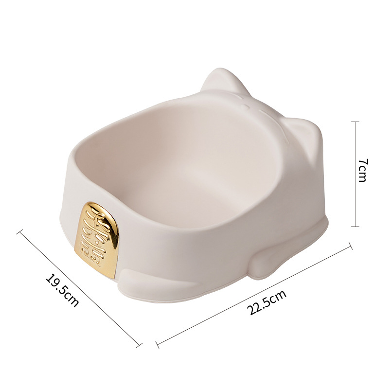 Pet Cat Bowl Light Luxury Cartoon Lucky Cat Shape Pet Single Bowl Non-Slip Anti-Tumble Cervical Support Feeder Dog Bowl