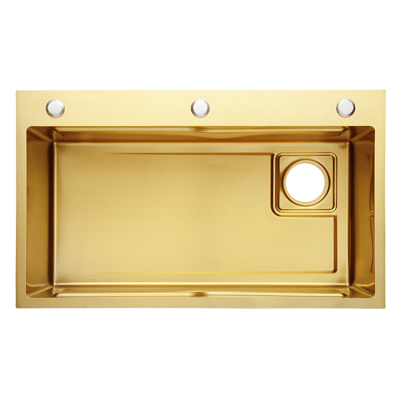 Gold Nano Sink 304 Stainless Steel Handmade Kitchen Vegetable Basin Single Sink Household Sink Side Hole Drop-in Sink