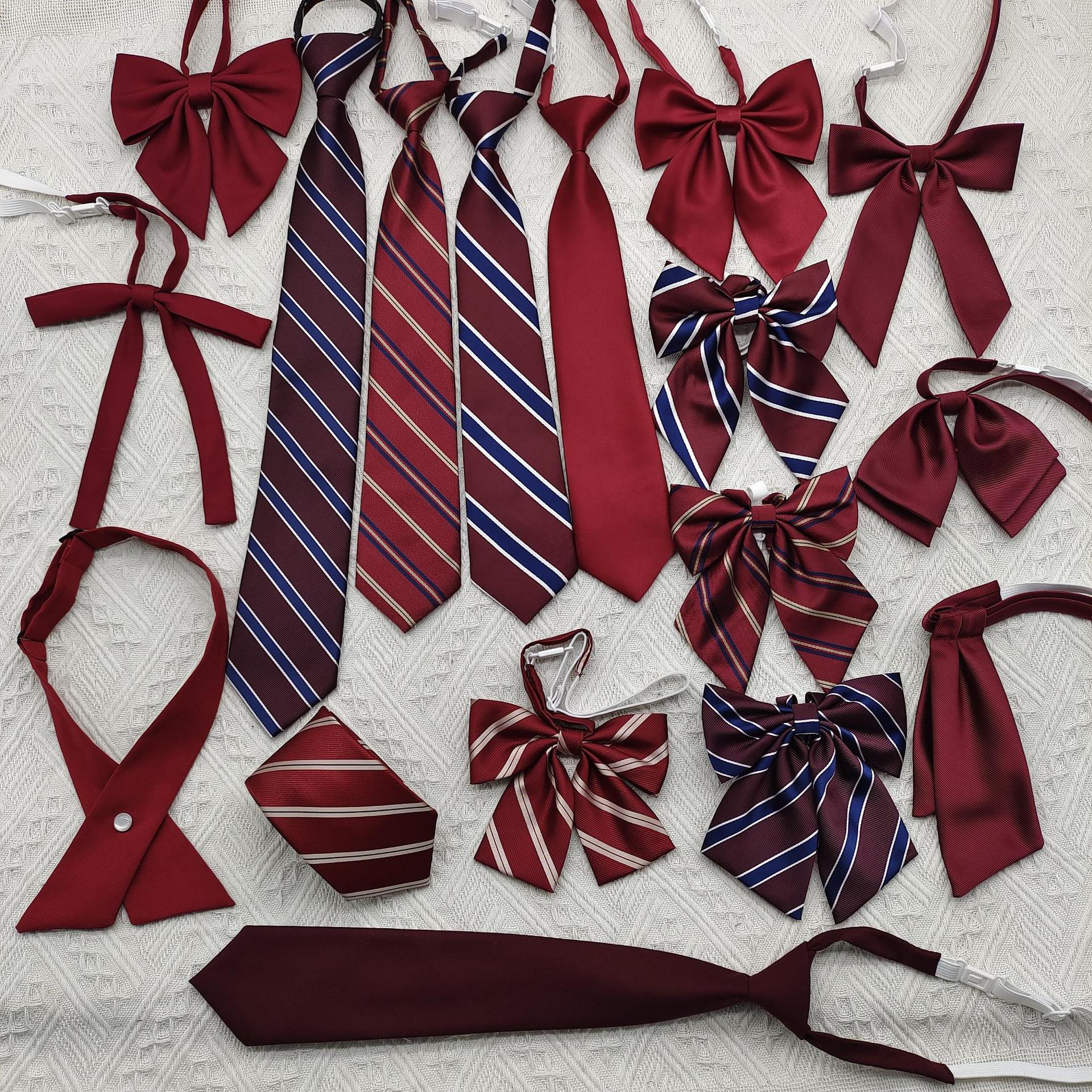 jk小领带学生制服领结赤色大红酒红色领花女式女生校服衬衫蝴蝶结