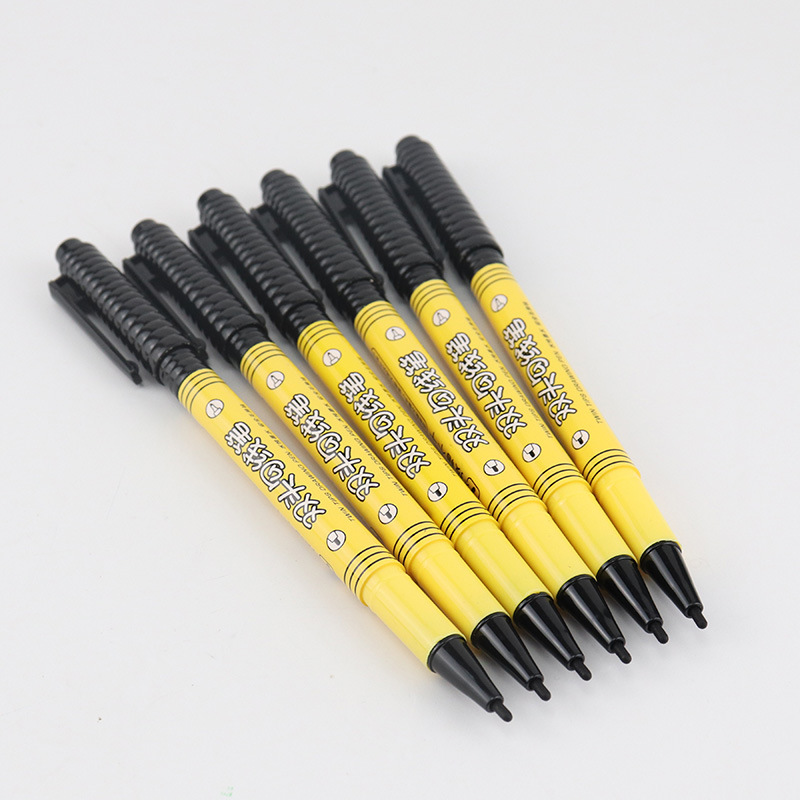 小双头黑色记号笔粗细标记快干勾线笔学生画画描边笔办公文具用品