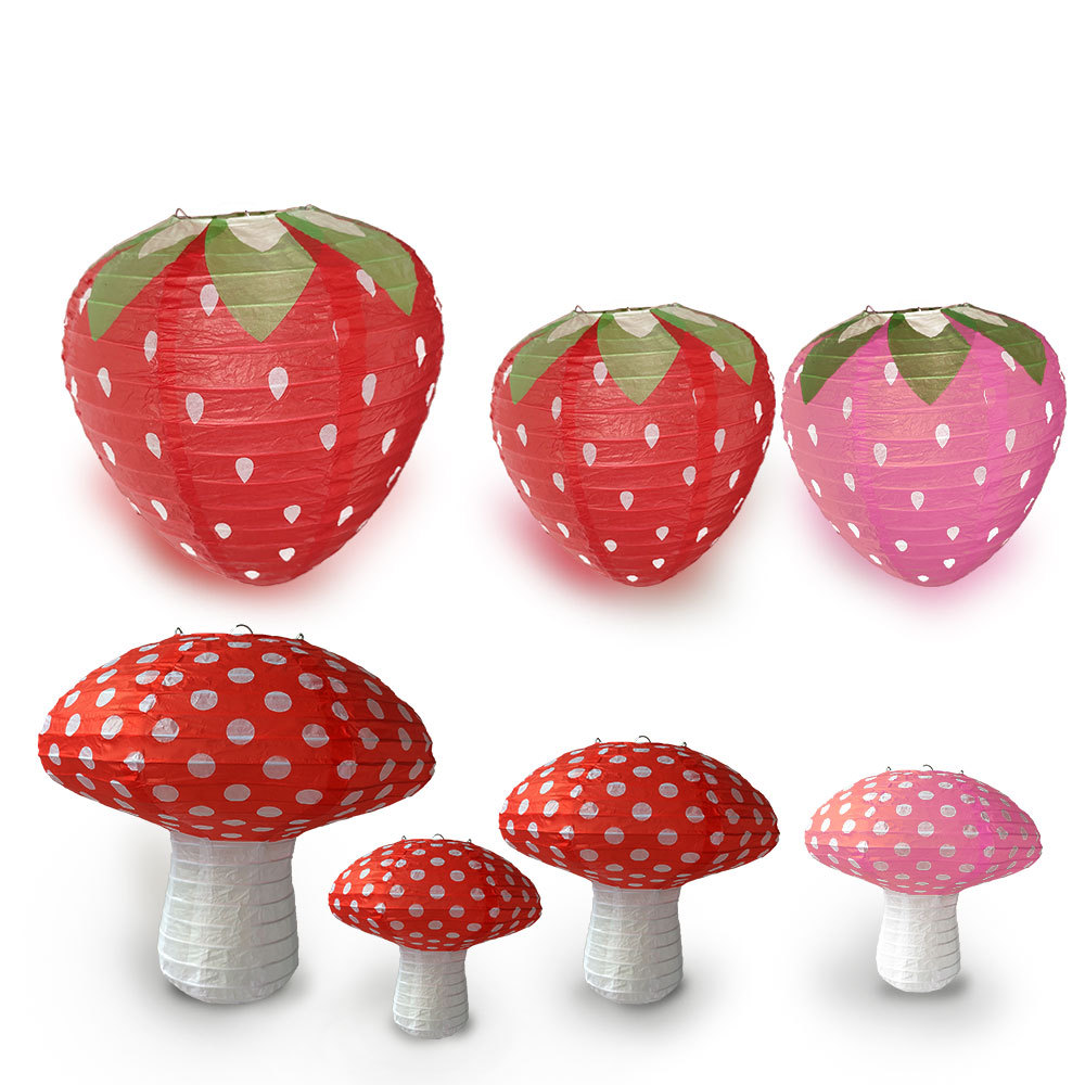 立体蘑菇形纸灯笼六一儿童节日幼儿园装扮diy亲子手提led生日发光