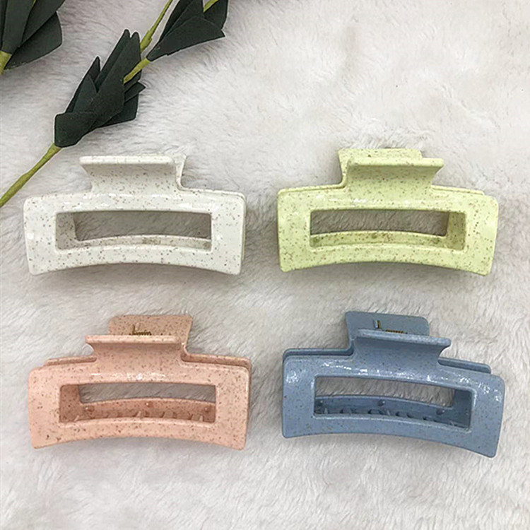 2022 Popular 9cm Square Mouth Geometric Wheat Straw Degradable Environmental Protection Simple Online Influencer Refined Crab Clamp Hair Clip for Bath