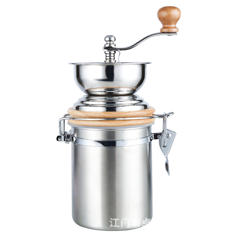 304 Stainless Steel Household Small Coffee Bean Grinder Portable Hand Crank Coffee Machine