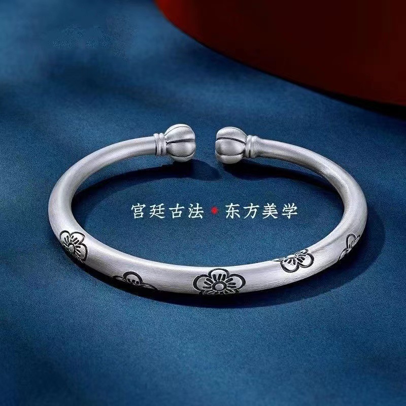 duofu pumpkin head silver bracelet female 9999 sterling silver retro offset spanner pure silver imperial concubine bracelet handmade chinese style