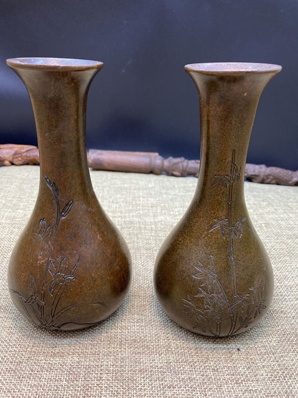 0成交4套古玩纯铜蜡台龙凤蜡台 仿古做旧烛台龙凤造型家居供奉摆台