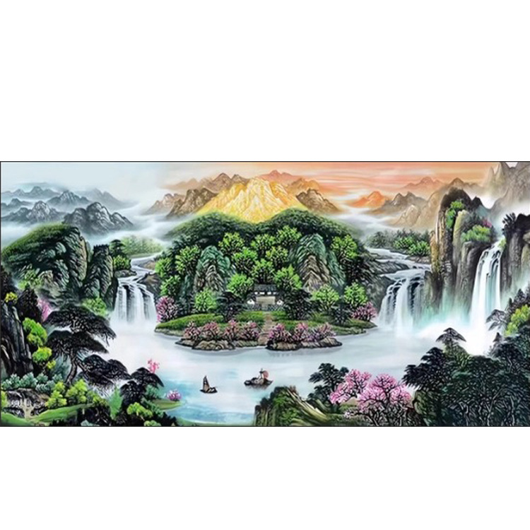 5d钻石画满钻贴钻秀山水风景客厅装饰画 十字绣点钻秀 厂家直销