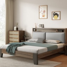 实木床床双人1.8x2米简约软包床家用加厚卧室出租房单人床经济型
