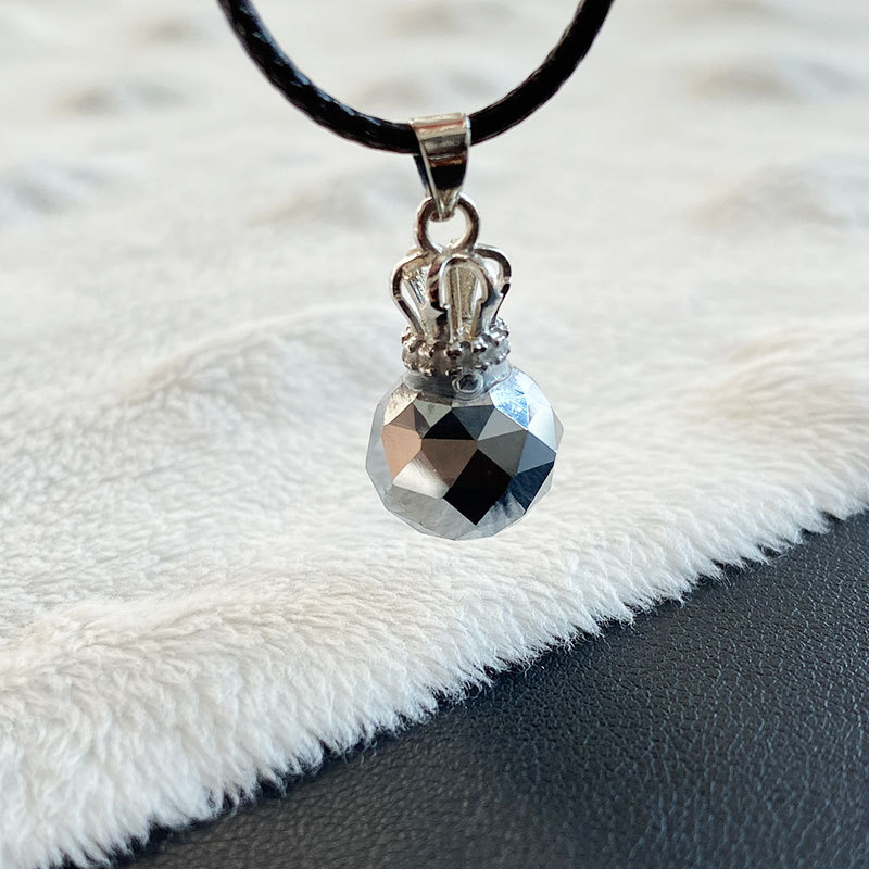 晶尧 太赫兹钻石面皇冠吊坠挂件diy锁骨链情侣闺蜜多晶硅矿石饰品