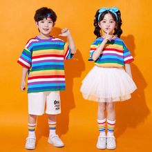 六一儿童啦啦队演出服可爱风彩虹套装小学生拉拉操团体表演比赛服