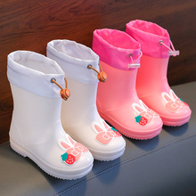 兔子女童雨鞋松紧口防水防滑卡通女孩子雨靴幼儿园小学生水鞋胶鞋
