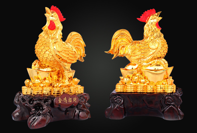 大公鸡摆件招财金鸡报晓生肖鸡的报捷客厅玄关镇宅家居工艺装饰品