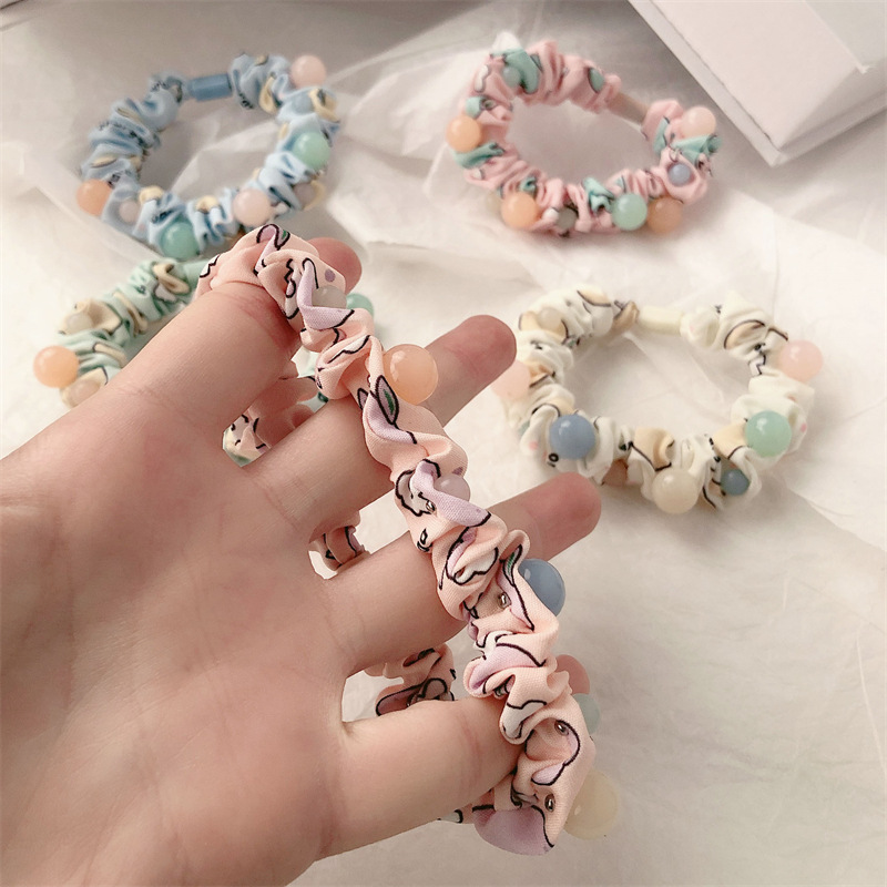 Early Spring New Internet Celebrity High-Grade Female Temperament Pearl Small Intestine Hair Ring Hair Rubber Band Large Intestine Ring Hair Rope Hair Accessories Female