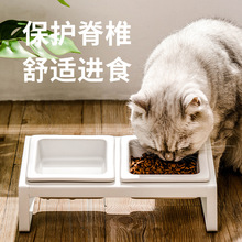 猫碗双碗保护颈椎饮水食盆防打翻猫粮狗饭盆狗狗猫咪用品碗铁架
