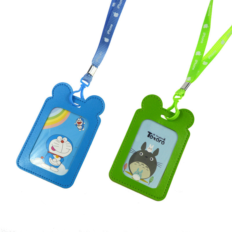 卡通卡套带挂绳学生胸牌胸卡证件套皮质厂牌公交卡套批发厂家直销