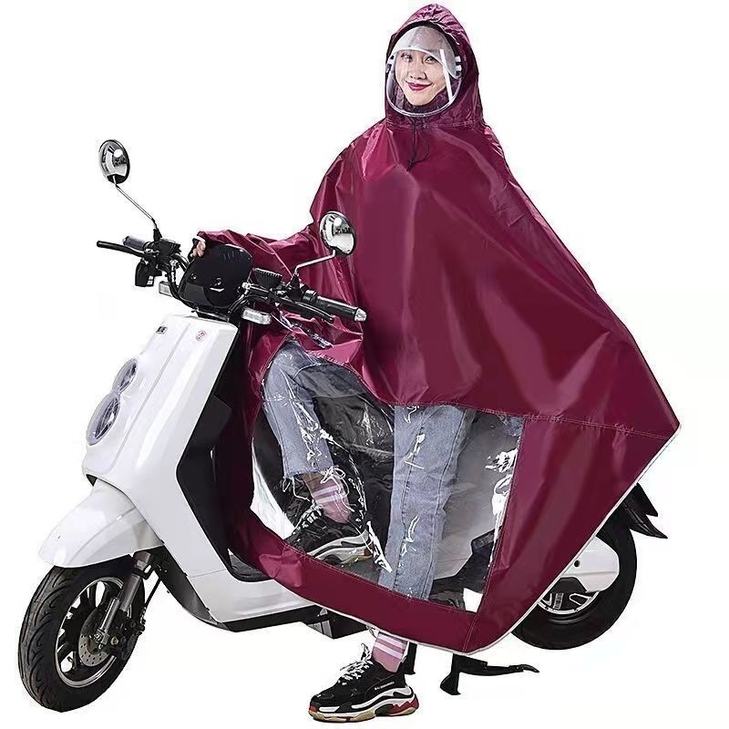 125摩托车雨衣双帽檐超大号特大双帽檐单双人防水加大加厚大雨披