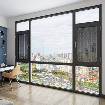 108断桥窗纱一体平开窗 中空钢化玻璃隔音 卧室封阳台铝合金门窗