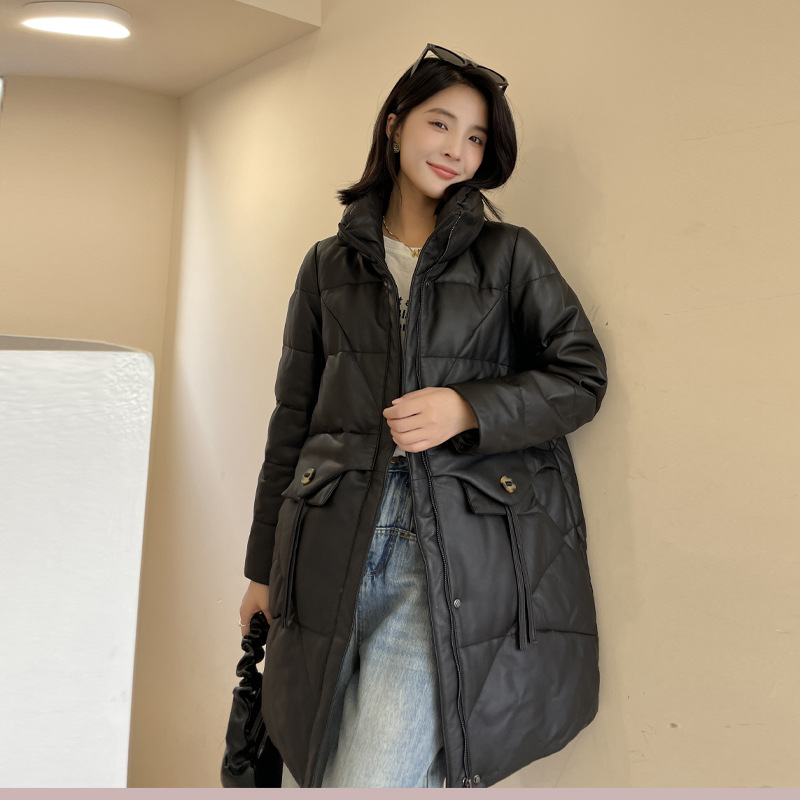 高端冬季新款真皮羽绒服女士绵羊皮皮衣外套中长款宽松保暖皮草