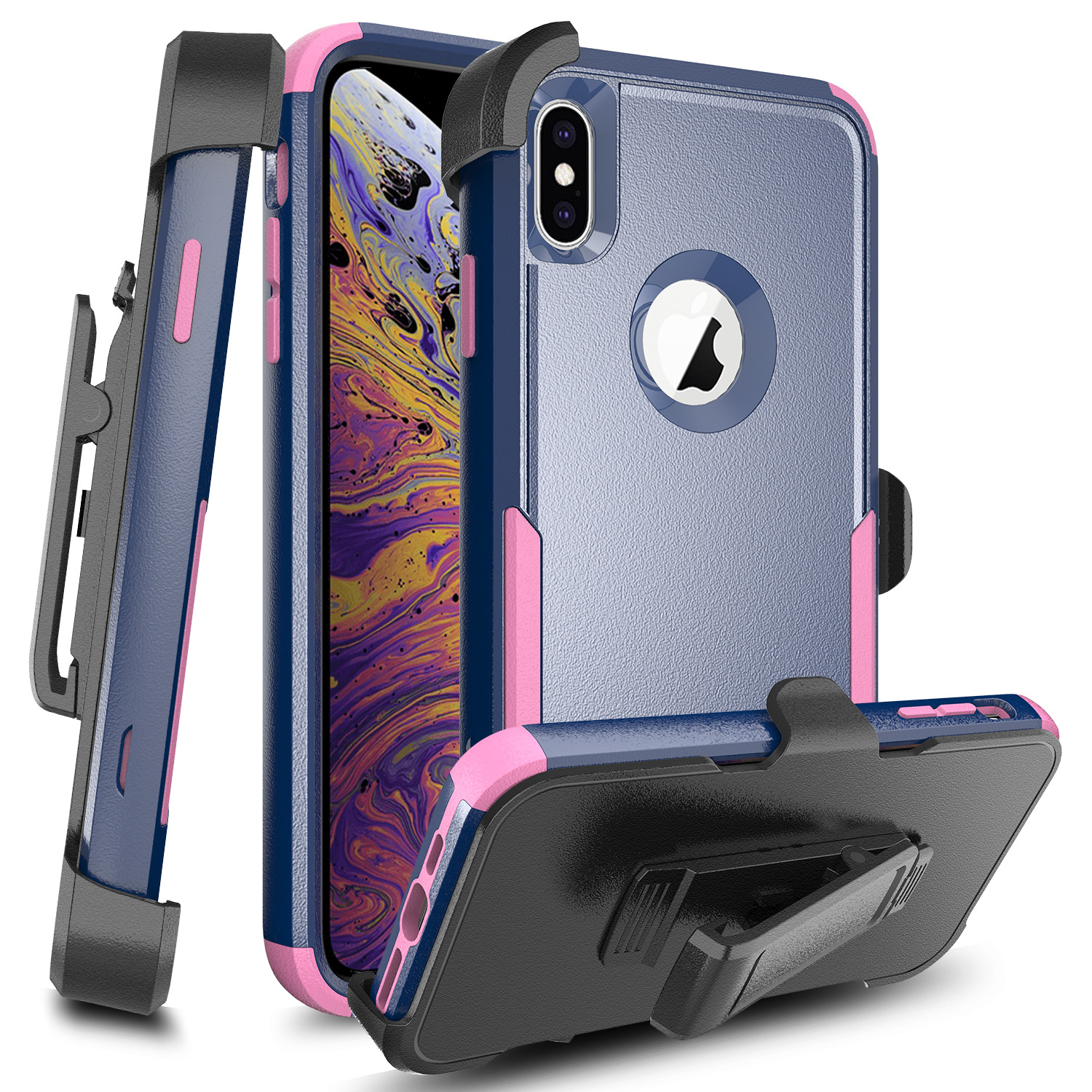 通勤者iphone xs max防摔带背夹手机壳 磨砂防刮花外壳电商适用新