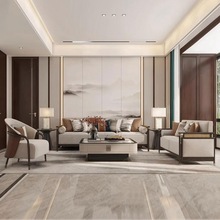 轻奢新中式沙发组合现代简约样板房别墅酒店豪宅高端实木家具
