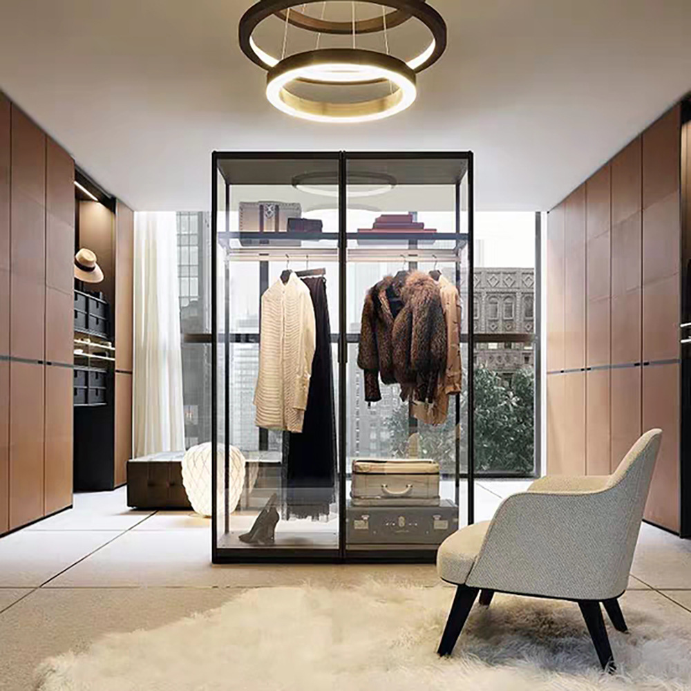 工厂直销玻璃衣柜钢化玻璃玻璃衣柜轻奢简约威吕铝制品