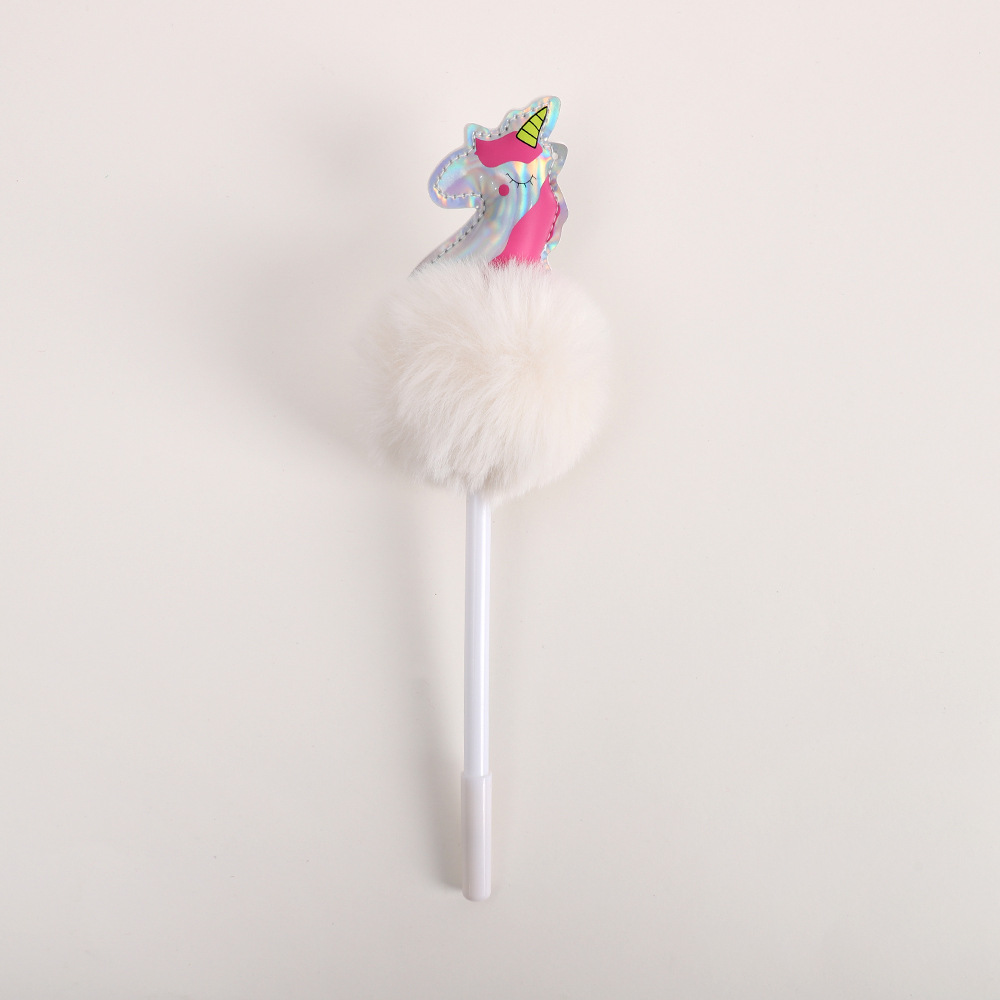 Creative Color Fur Ball Pen Water-Based Paint Pen Mesh Unicorn Gel Pen Cartoon Pen Pompom Pen Pens for Writing Letters Gift Pen