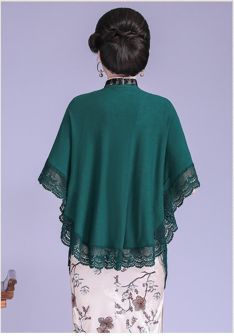 针织披肩春秋搭配旗袍礼服连衣裙女薄款小外套钩花外搭带袖披风