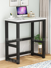 小桌子工作台带抽屉简易写字台式工作台1米2高脚阳台实木电脑书桌