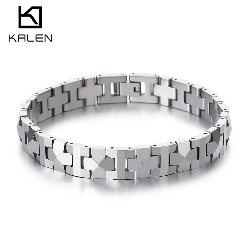 外贸跨境电商高级感手饰品 日韩个性潮人气质十字架男士钨钢手链