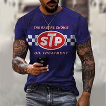 【优质网眼布】复古机油赛车3D印花T恤上衣男装圆领短袖 ebay外贸