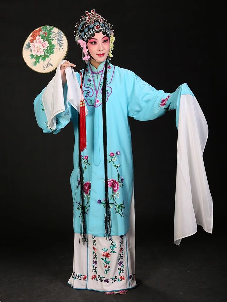 京剧女花旦戏曲服装古装中国风演出戏服青衣水袖舞蹈练功服装女披