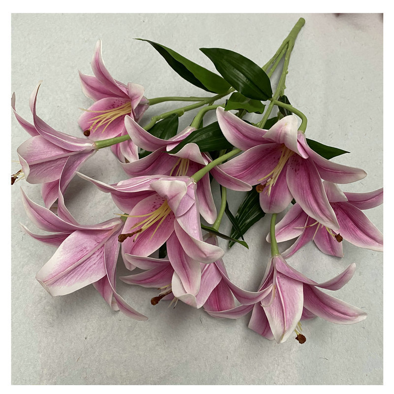 New Simulation 3d9 Head Lily Bulb Pu Feel Artificial Flower Wedding Home Furnishing Decoration Decoration Floriculture and Fake Flower