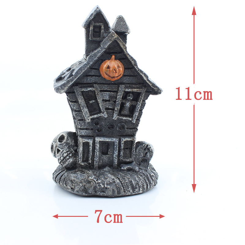 2021 New Halloween Gift Small Haunted House Desktop Lamp Resin Halloween Decorations Glowing Night Lights Ornaments