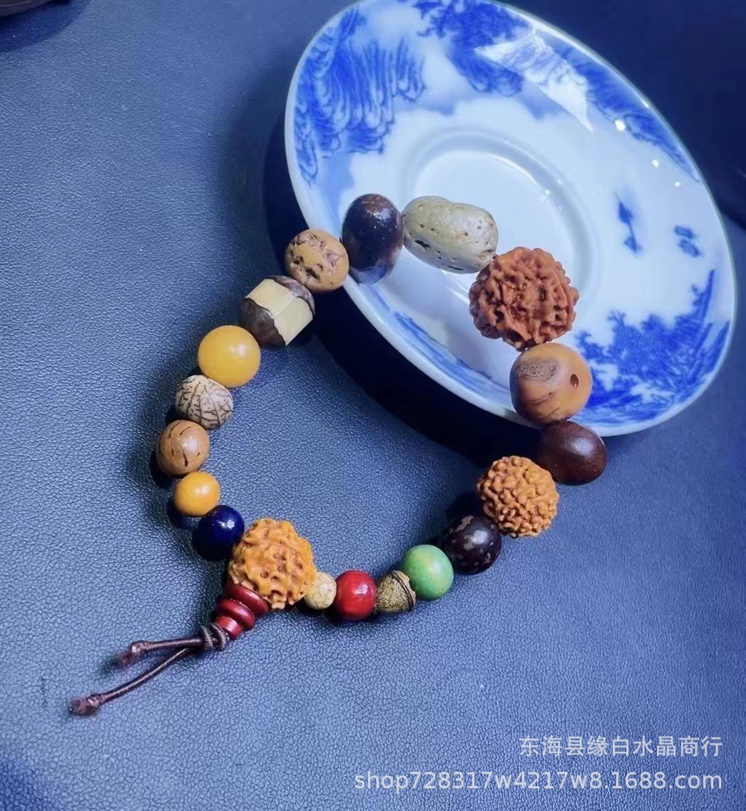 Authentic Hangzhou 18-Seed Eighteen Prayer Beads Lingyin Bracelet 18-Seed Generation Please Duobao Buddha Beads White Jade Bodhi Bracelet Bracelet