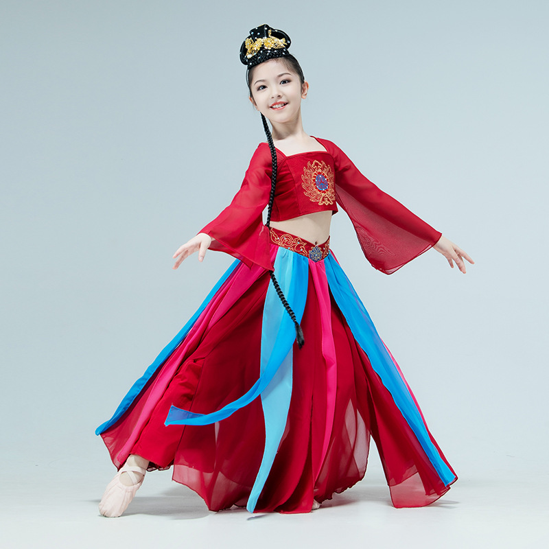 古典舞演出服飘逸儿童女童云想衣裳风民族舞蹈服装古装伞舞