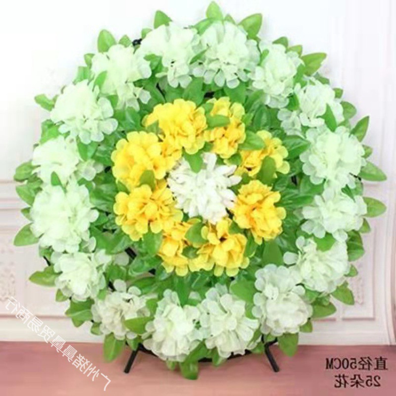 白色花清明节上坟祭祀全套新款批发花圈小花圈花藤摆件-阿里巴巴