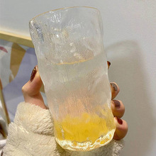 冰川玻璃杯家用日式水杯男早餐杯ins风啤酒杯子果汁咖啡杯泡茶杯