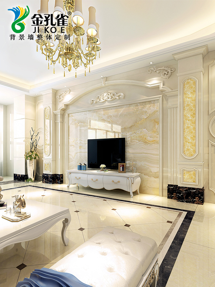 套餐大理石电视背景墙瓷砖欧式客厅罗马柱装饰现代微晶石岩板大板