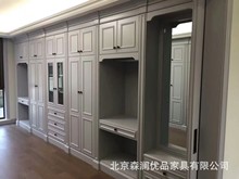 北京厂家定制衣柜 北欧白蜡木实木 橡木整体卧室美式衣柜一门到顶