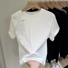 新中式白色短袖t恤女2024新款爆款轻国风宽松打底衫气质上衣夏季