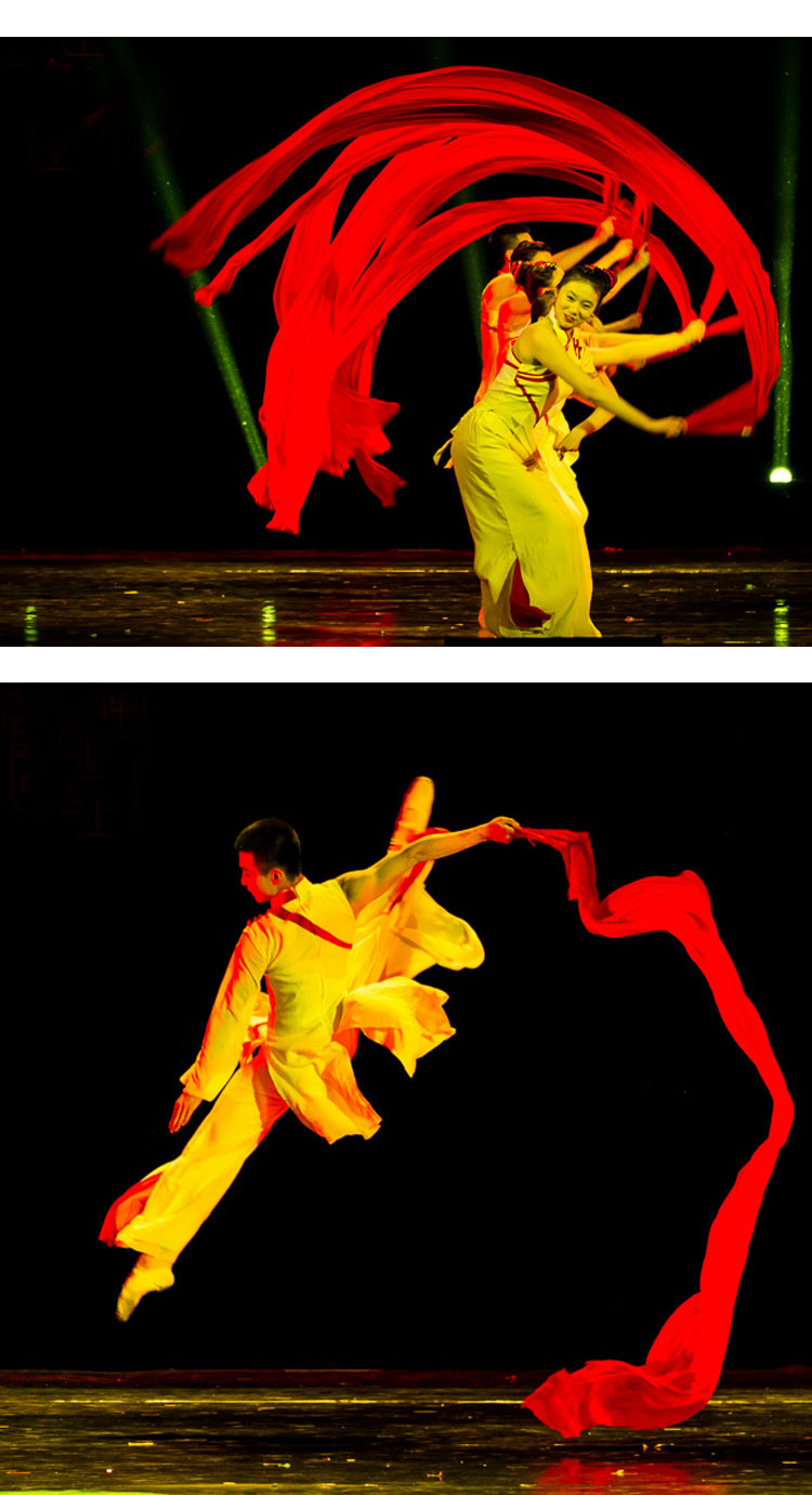 红色摇篮舞蹈大扇子红色真丝跳舞扇加长表演演出道具加长绸扇双面