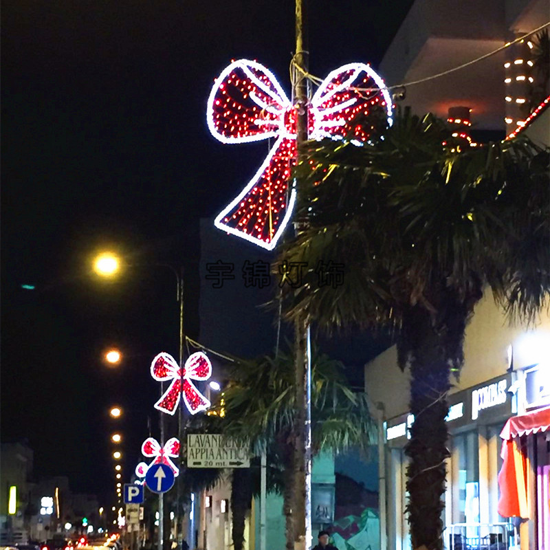 户外LED灯杆造型蝴蝶结街道路七彩图案夜景街道亮化灯