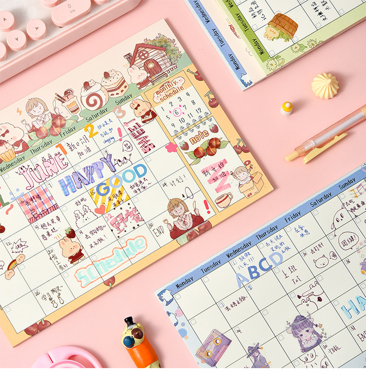 胖兔物语卡通计划表自律学习计划本少女心打卡日程本学习笔记本