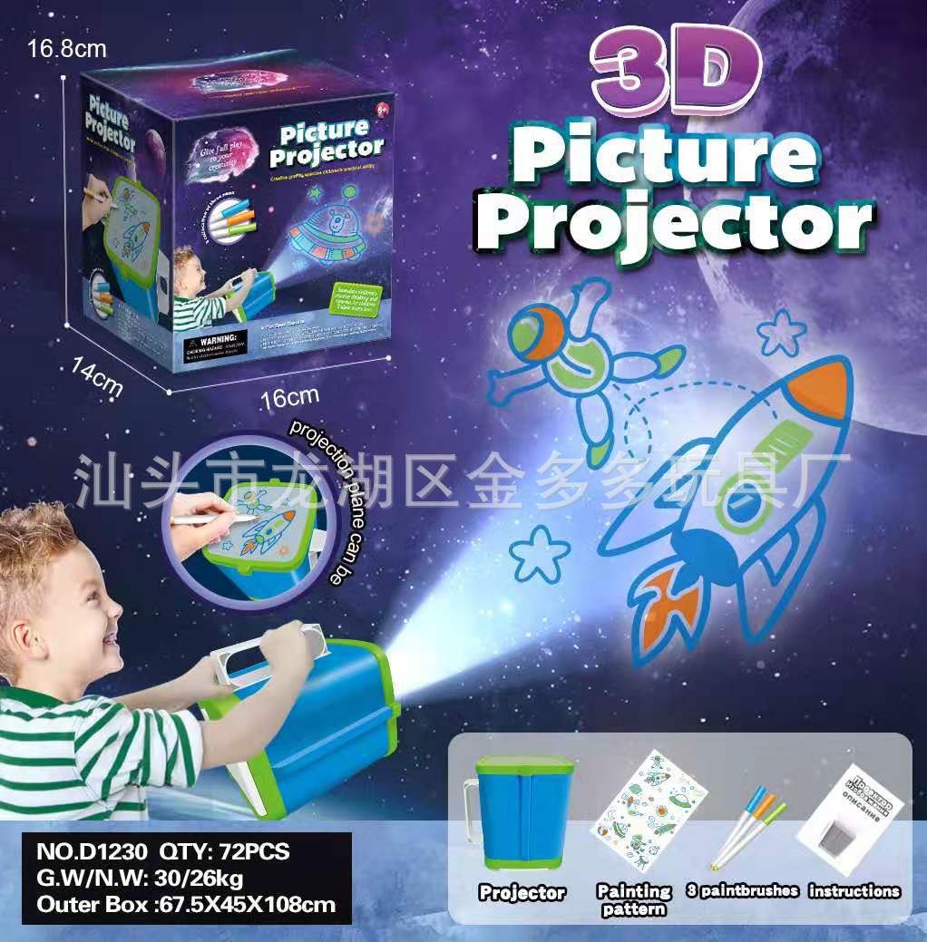 Cross-Border E-Commerce Supply New Exotic 3D Projector DIY Children's Educational Projection Painting Graffiti Learning Toys