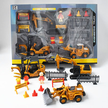 儿童合金工程车玩具套装 惯性车 挖掘机 铲车 叉车 男孩玩具礼品