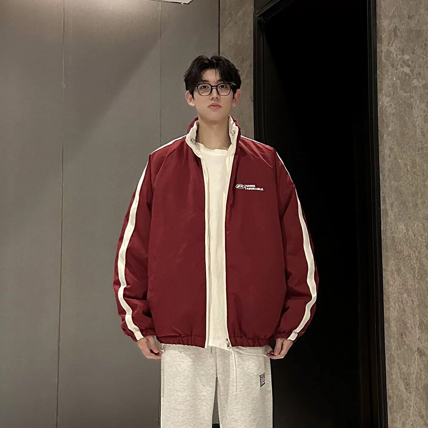 正反两面穿外套男春季青少年潮牌运动服感美式防水冲锋衣夹克
